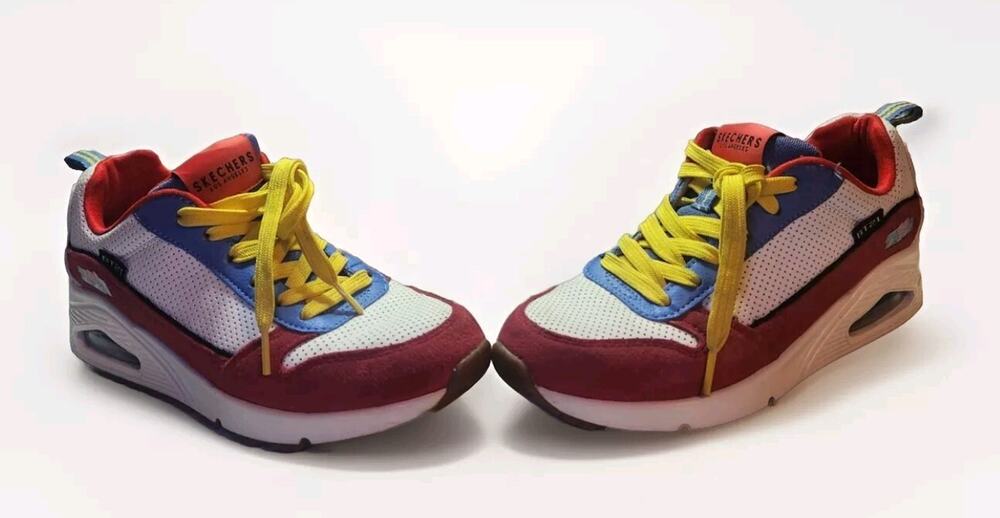 Skechers BT21 Tata Los Angeles Womens Size 7 Suede Red Leather Sneakers Shoes
